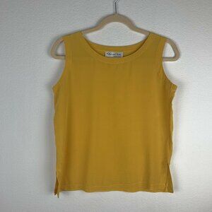 VINTAGE Oscar de la Renta Expressions S Yellow Silk Sleeveless Tank Blouse Top